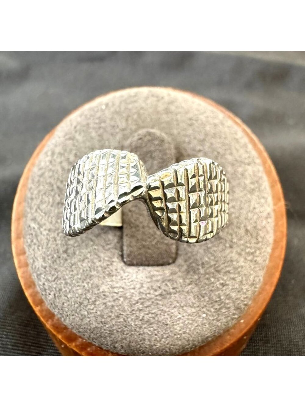 Large Twist Geometric Textured Sterling Silver 925 Statement Ring Size 7.75
